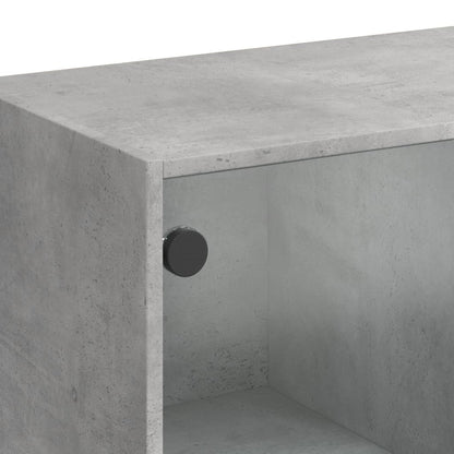 Mesa de centro c/ portas de vidro 102x50x42 cm cinza cimento