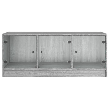 Mesa de centro c/ portas de vidro 102x50x42 cm cinza sonoma