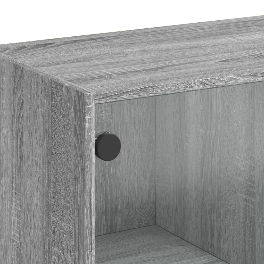 Mesa de centro c/ portas de vidro 102x50x42 cm cinza sonoma