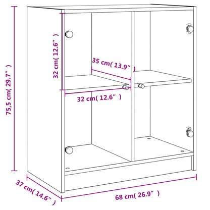 Armário de apoio c/ portas de vidro 68x37x75,5 cm branco