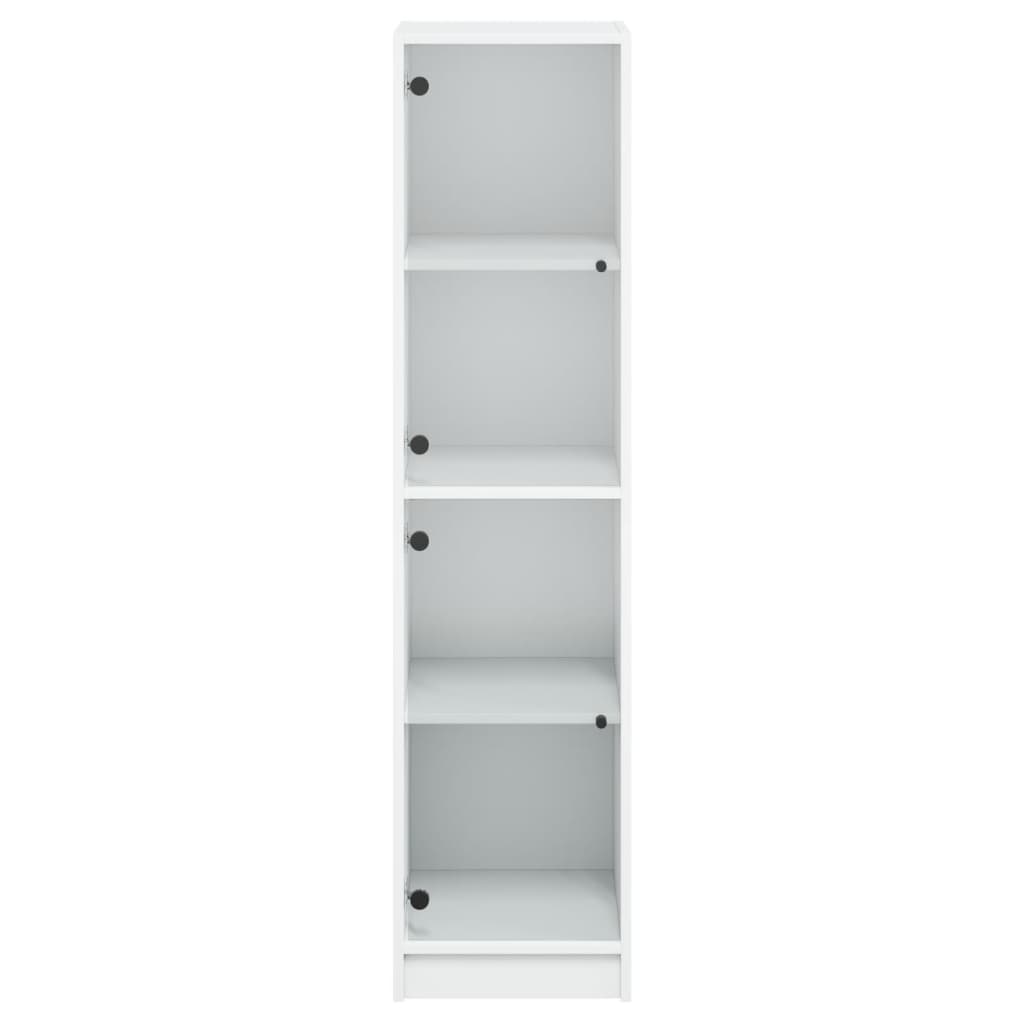 Aparador Soft - Com Portas de Vidro - Cor Branco 35x37x142 cm - Design Nórdico