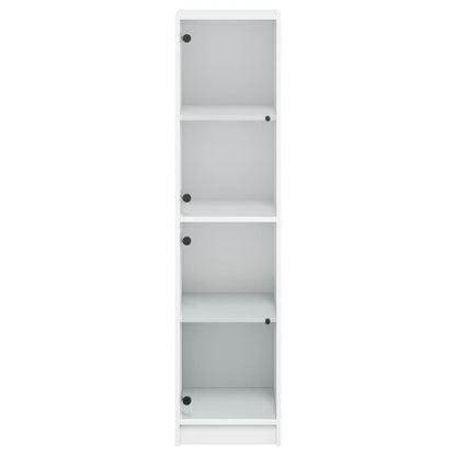 Aparador Soft - Com Portas de Vidro - Cor Branco 35x37x142 cm - Design Nórdico