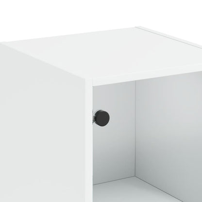 Aparador Soft - Com Portas de Vidro - Cor Branco 35x37x142 cm - Design Nórdico