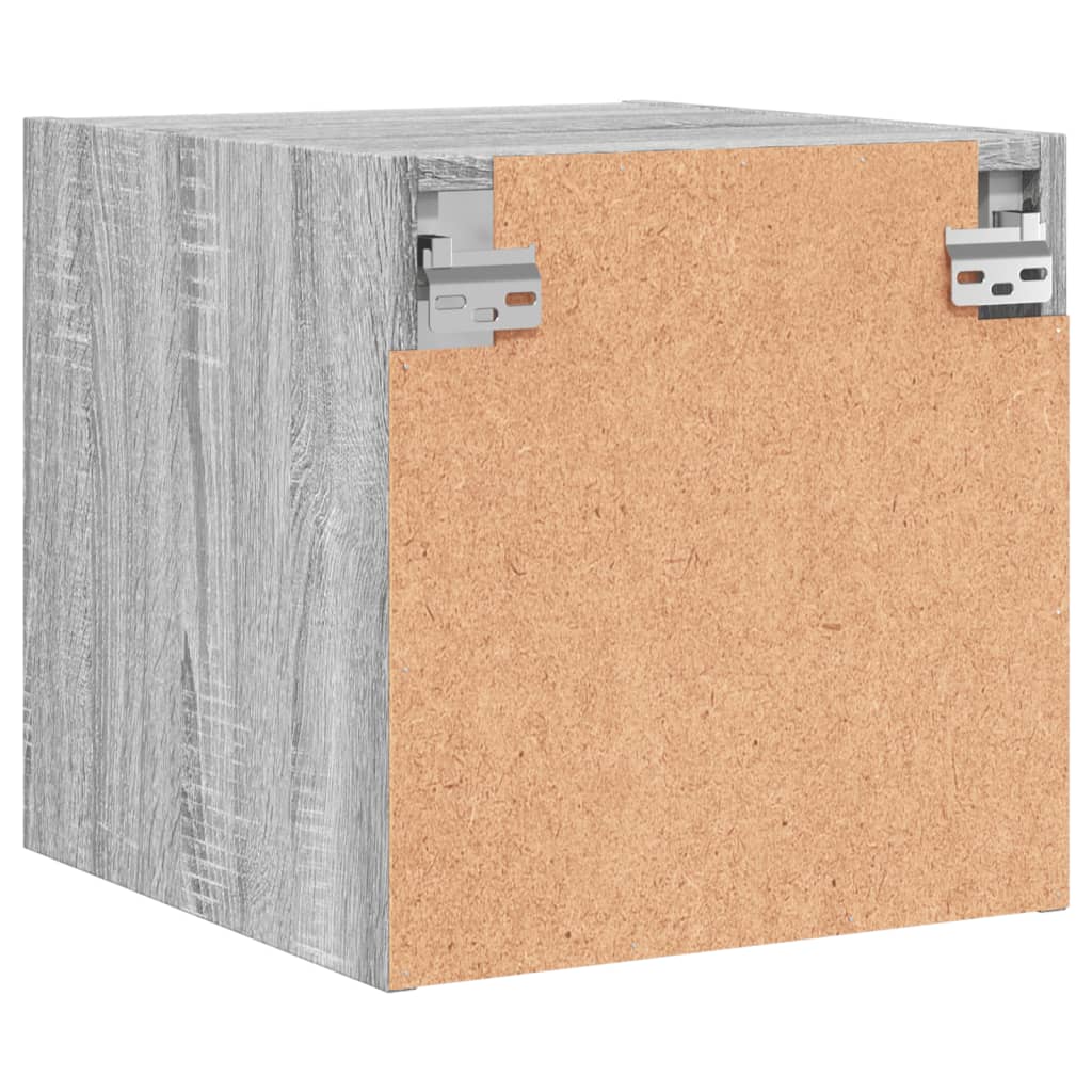 Mesa cabeceira c/ portas vidro 2 pcs 35x37x35cm cinzento sonoma