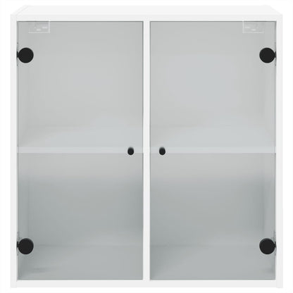 Armário de parede c/ portas de vidro 68x37x68,5 cm branco