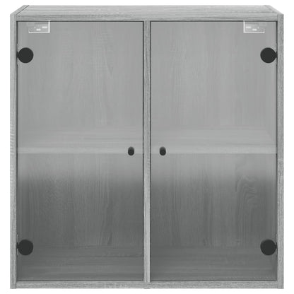 Armário de parede c/ portas de vidro 68x37x68,5 cm cinza sonoma