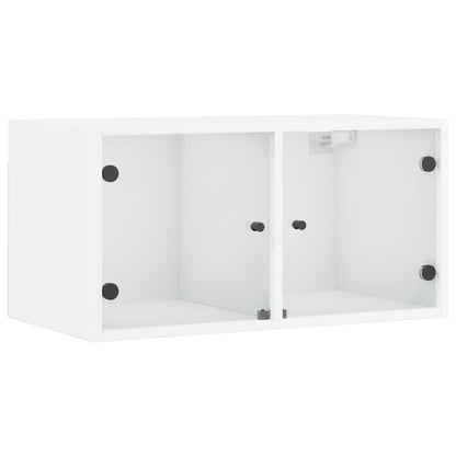 Armários parede c/ portas de vidro 2 pcs 68,5x37x35 cm branco