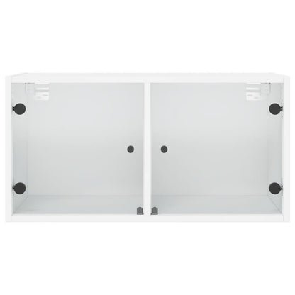 Armários parede c/ portas de vidro 2 pcs 68,5x37x35 cm branco