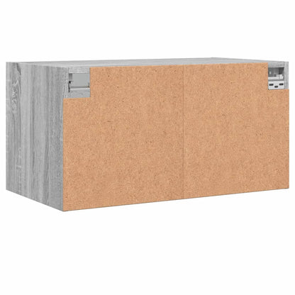 Armário parede c/ porta vidro 2 pcs 68,5x37x35 cm cinza sonoma