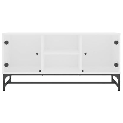 Móvel de TV Yola - Com Portas de Vidro - Cor Branco - 102x37x50 cm - Design Nórdico