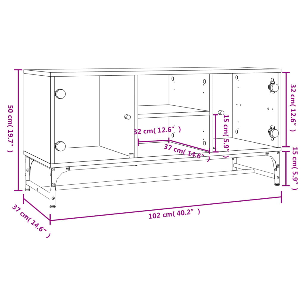 Móvel de TV Yola - Com Portas de Vidro - Cor Branco - 102x37x50 cm - Design Nórdico