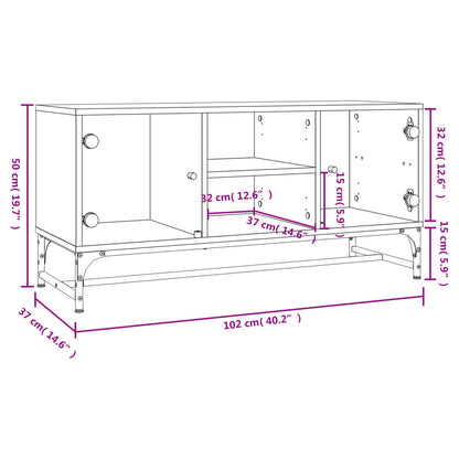 Móvel de TV Yola - Com Portas de Vidro - Cor Branco - 102x37x50 cm - Design Nórdico