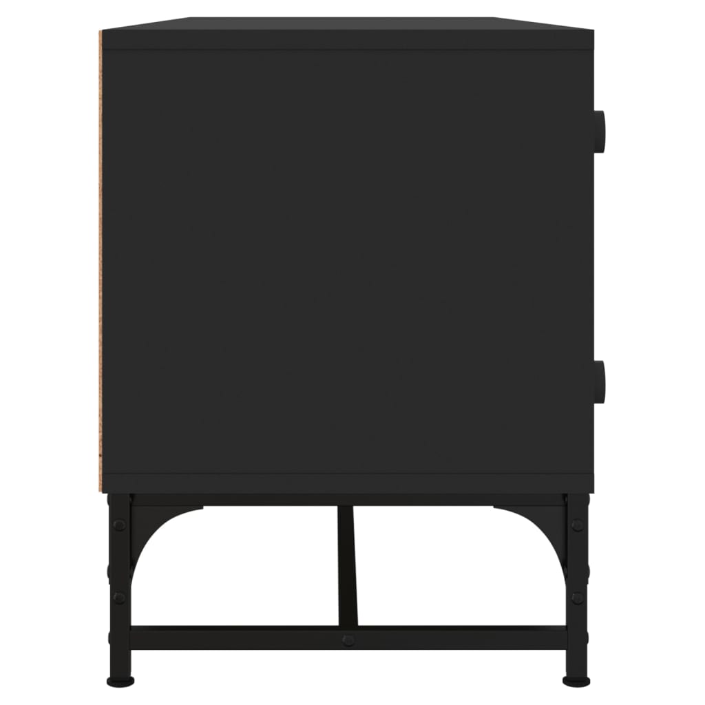 Móvel de TV Yola - Com Portas de Vidro - Cor Preto - 102x37x50 cm - Design Nórdico