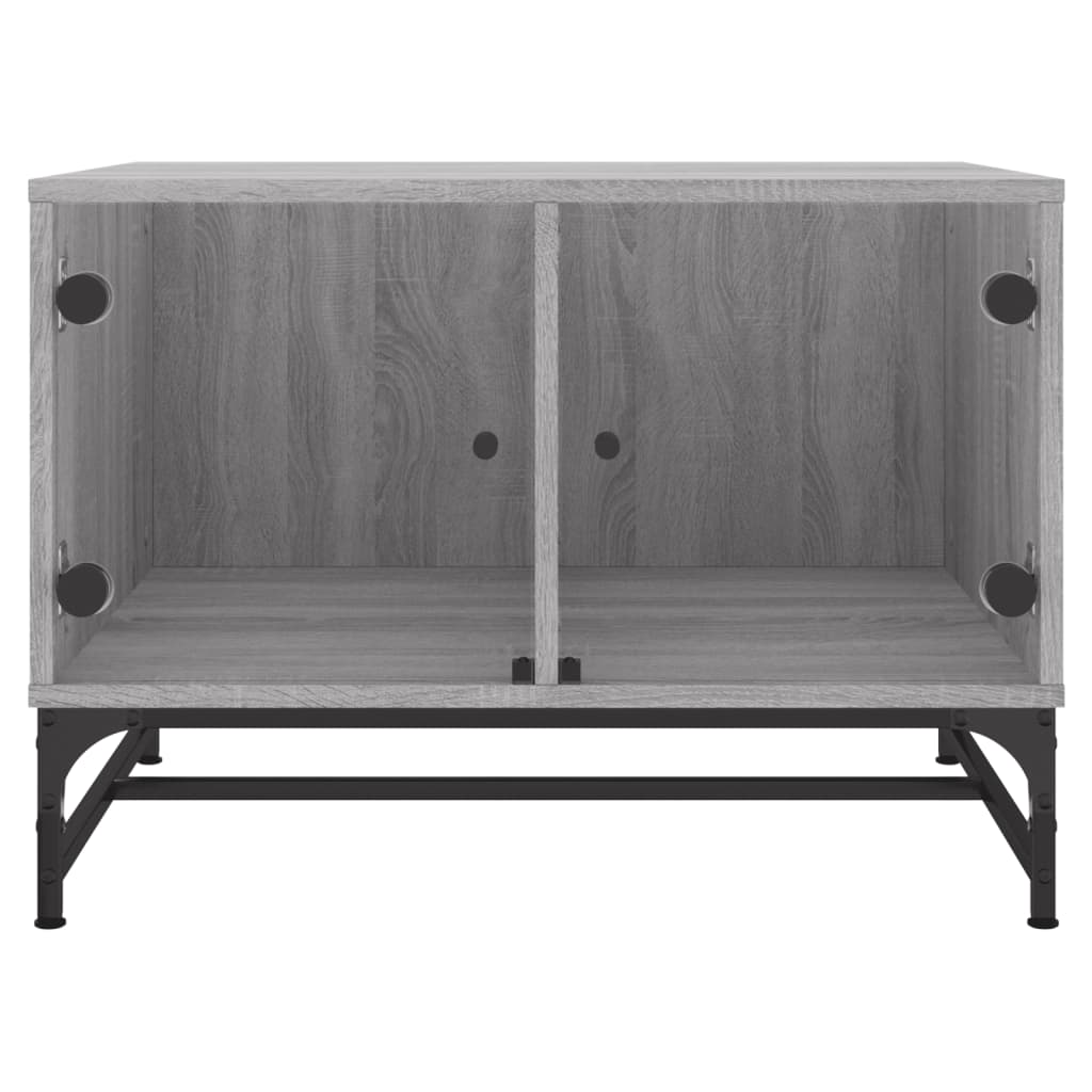 Mesa de centro c/ portas de vidro 68,5x50x50 cm cinza sonoma