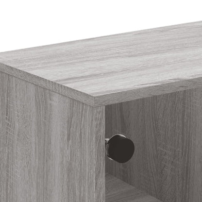 Mesa de centro c/ portas de vidro 68,5x50x50 cm cinza sonoma