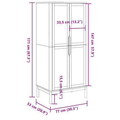 Roupeiro FLORO 77x53x171 cm madeira de pinho maciça branco