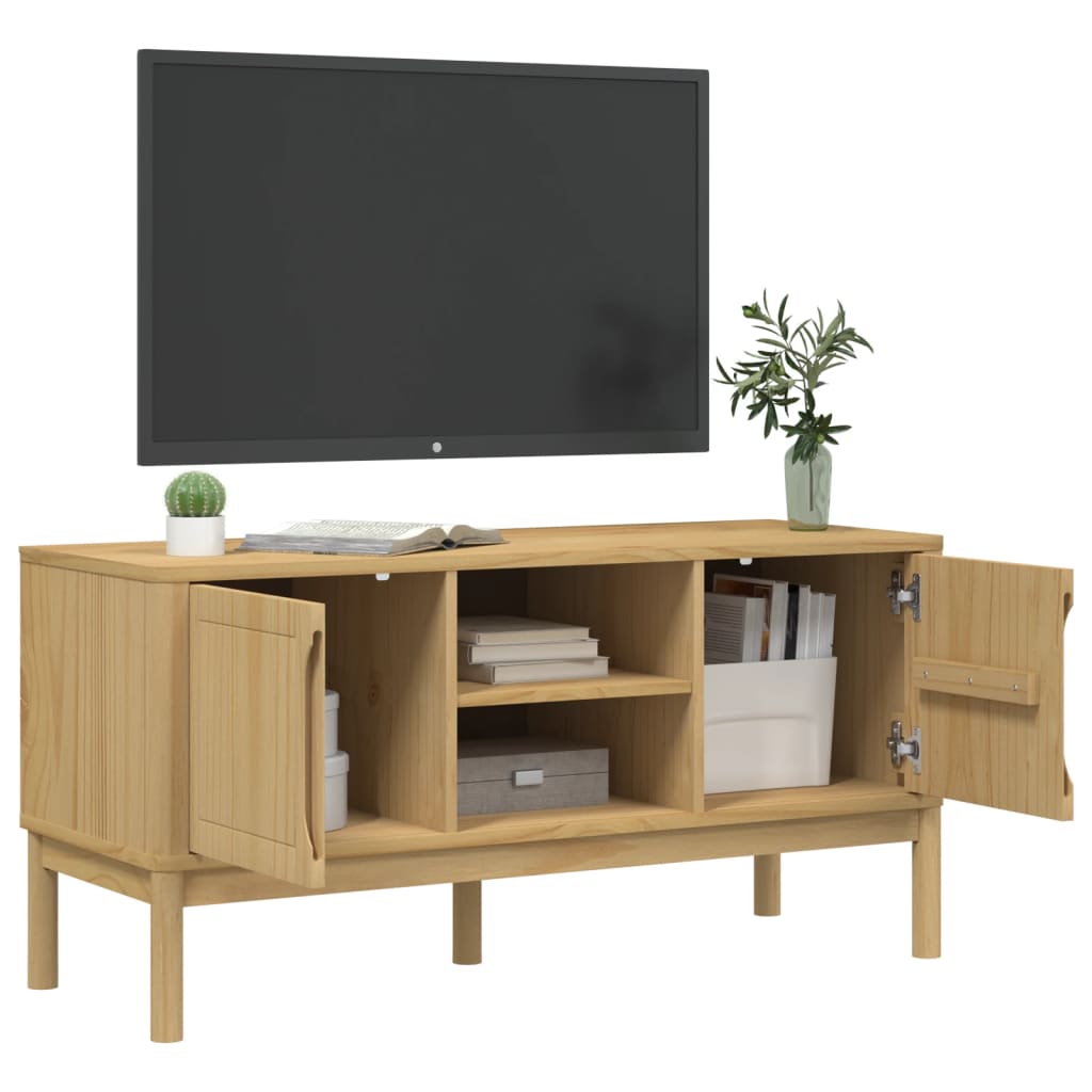 Móvel de TV FLORO 114x43x55 cm pinho maciço castanho mel