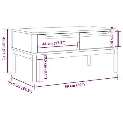 Mesa de centro FLORO 99x55,5x45 cm pinho maciço castanho mel