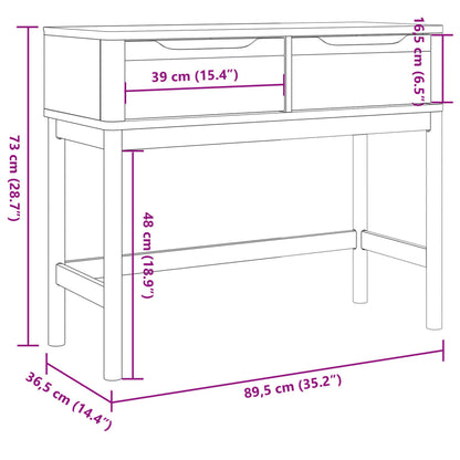 Mesa consola FLORO 89,5x36,5x73 cm pinho maciço castanho mel