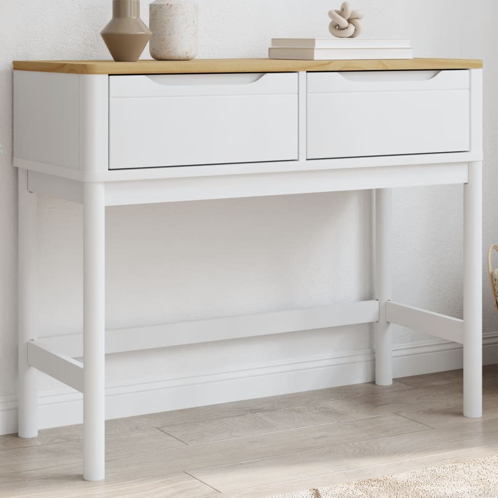 Mesa consola FLORO 89,5x36,5x73 cm pinho maciço branco