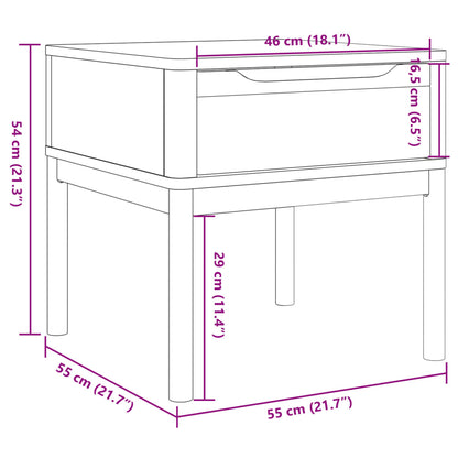 Mesa para candeeiro FLORO 55x55x54 cm pinho maciço branco