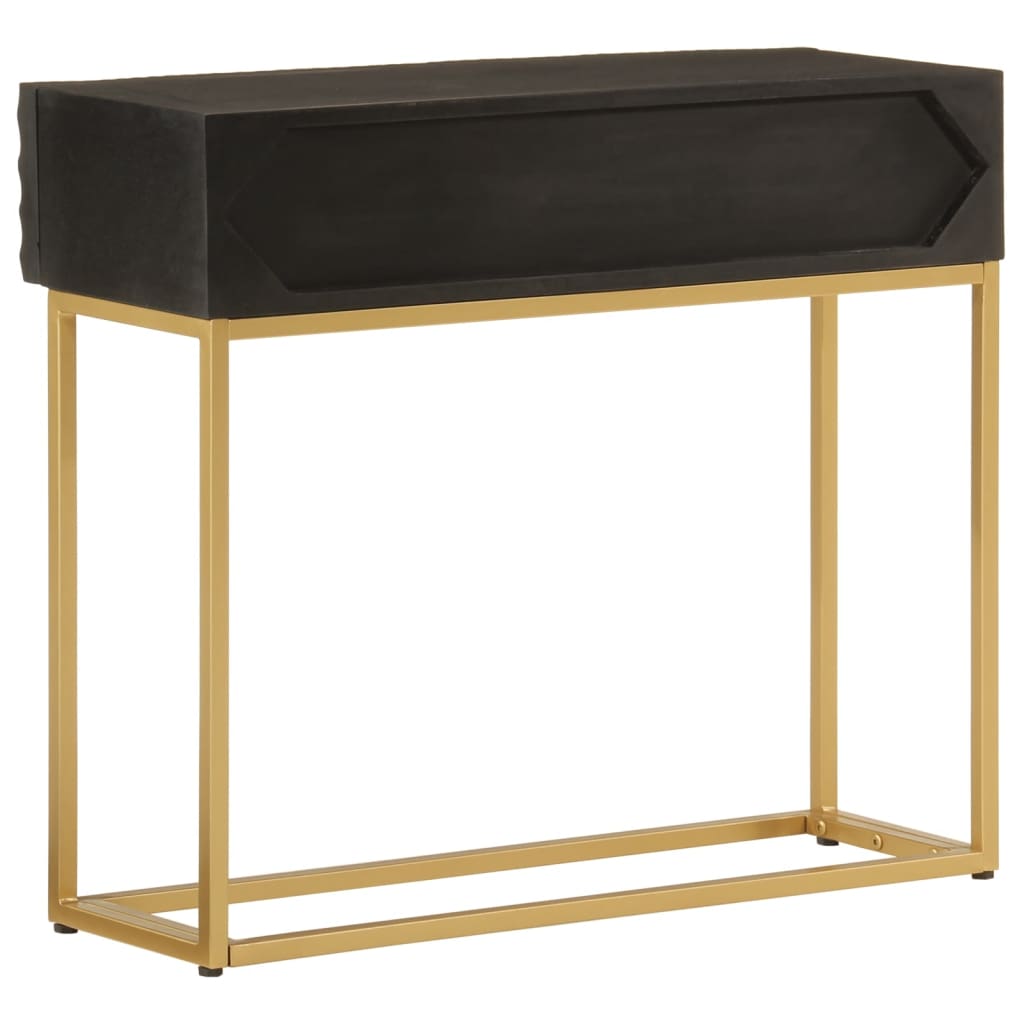 Mesa consola 90x30x76 cm mangueira maciça e ferro preto