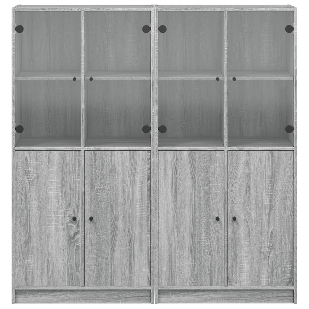 Estante c/ portas 136x37x142 cm derivados madeira cinza sonoma