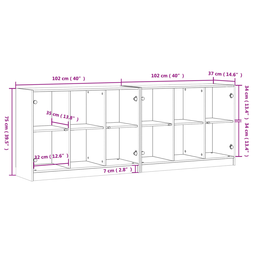 Estante c/ portas 204x37x75 cm derivados madeira cinza cimento