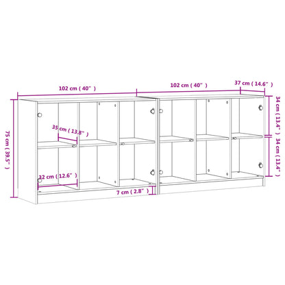 Estante c/ portas 204x37x75 cm derivados madeira cinza cimento