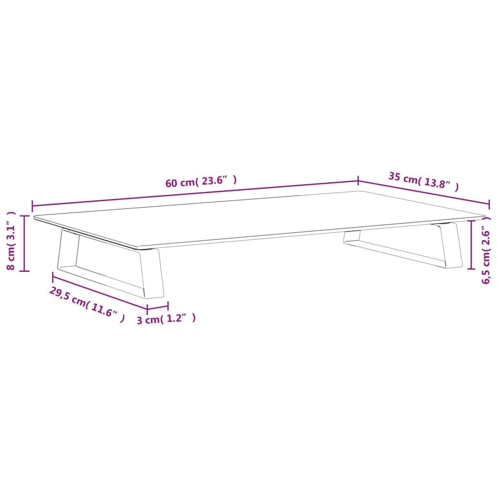 Suporte para monitor 60x35x8 cm vidro temperado e metal branco