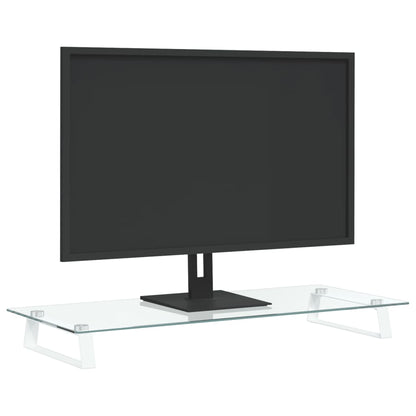 Suporte para monitor 80x35x8 cm vidro temperado e metal branco