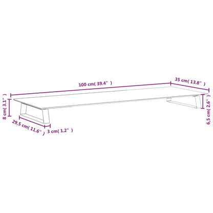 Suporte para monitor 100x35x8 cm vidro temperado e metal branco