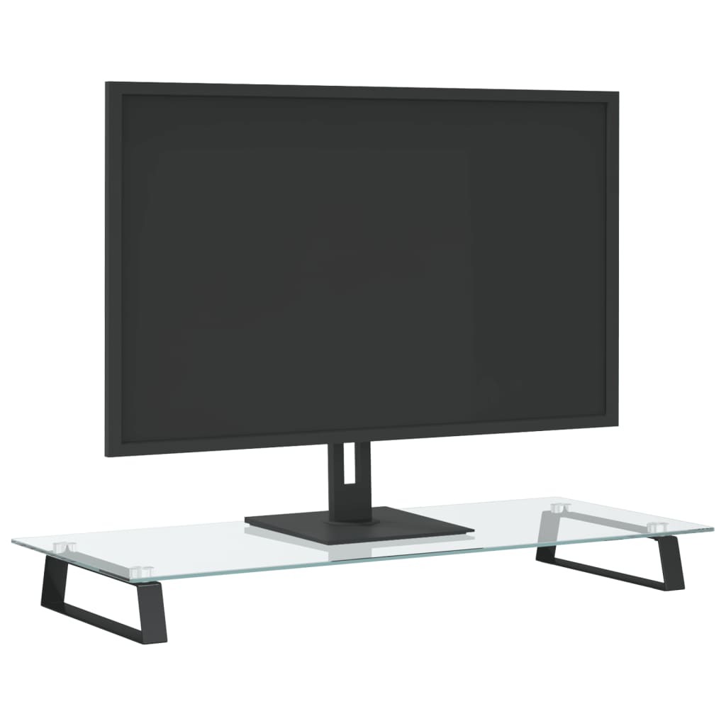 Suporte para monitor 80x35x8 cm vidro temperado e metal preto