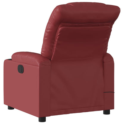 Poltrona massagens reclin. elétrica couro artif. vermelho-tinto