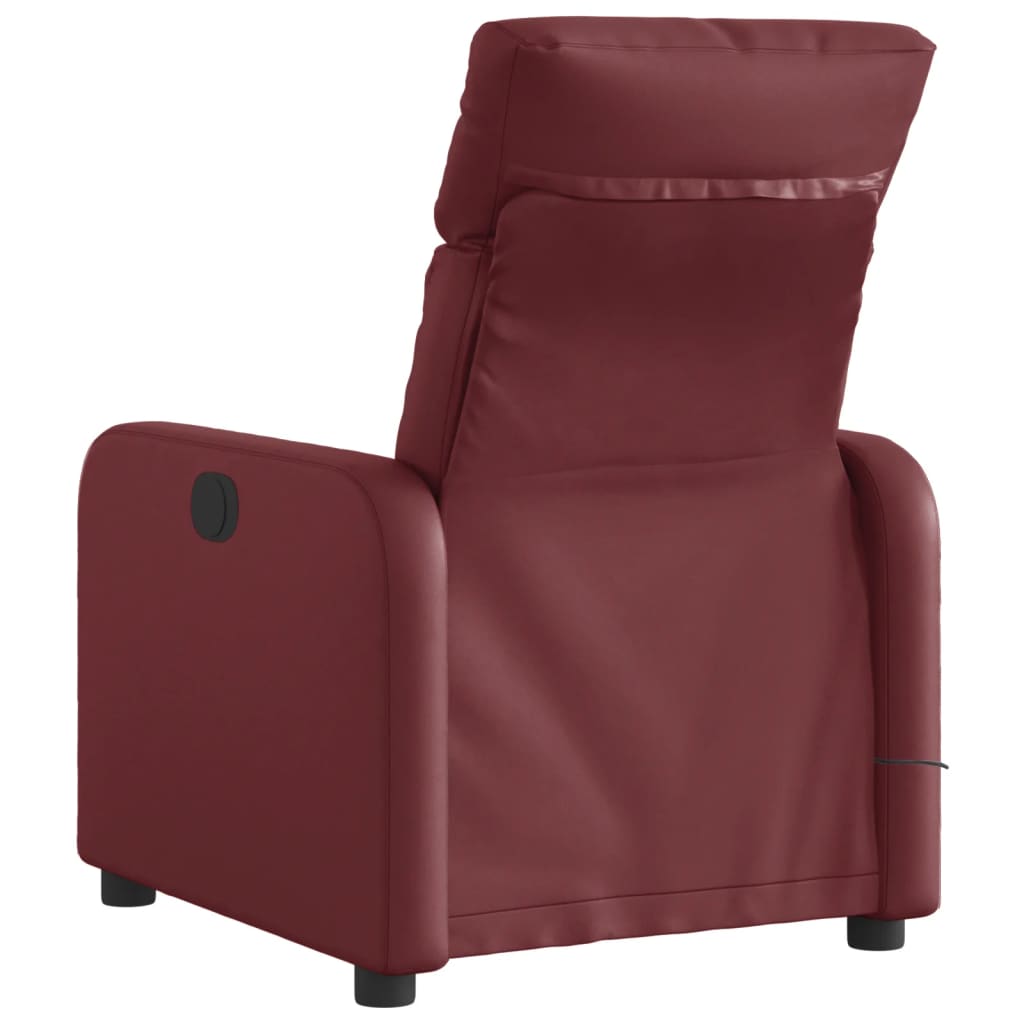 Poltrona massagens reclin. elétrica couro artif. vermelho-tinto