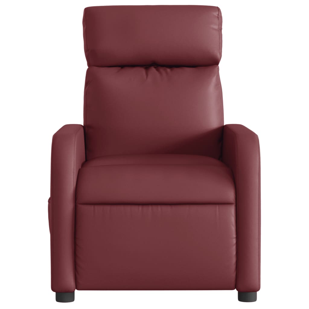 Poltrona massagens reclin. elétrica couro artif. vermelho-tinto