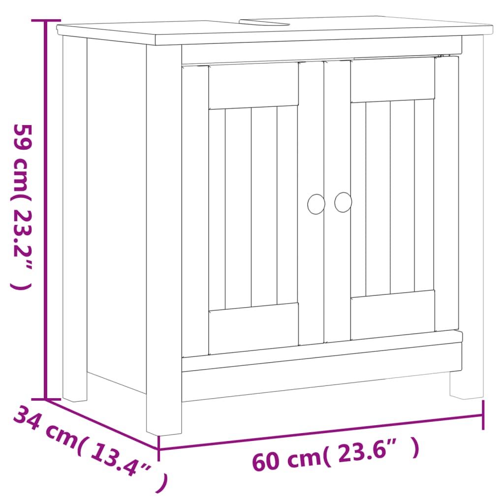 2 pcs conjunto de móveis para WC BERG pinho maciço branco