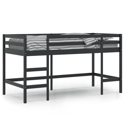 Cama alta p/ criança c/ escada 90x190 cm pinho maciço preto