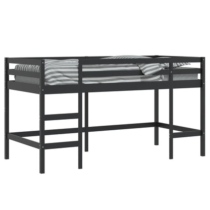 Cama alta p/ criança c/ escada 90x190 cm pinho maciço preto