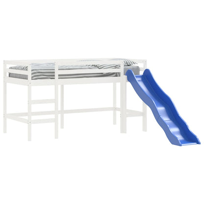 Cama alta p/ criança c/ escorrega 80x200 cm pinho maciço branco