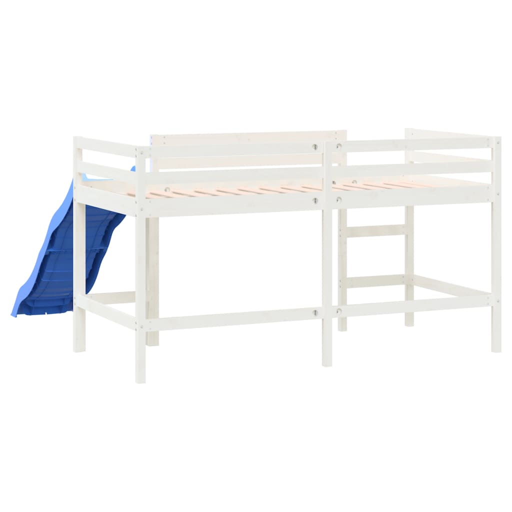 Cama alta p/ criança c/ escorrega 80x200 cm pinho maciço branco