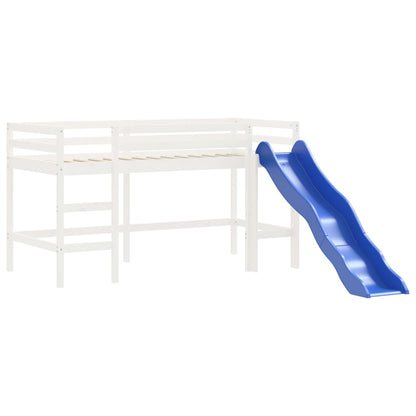 Cama alta p/ criança c/ escorrega 90x190 cm pinho maciço branco