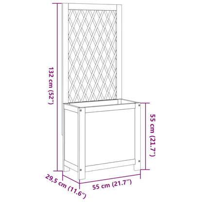 Vaso/floreira c/ treliça 55x29,5x132cm madeira de acácia maciça