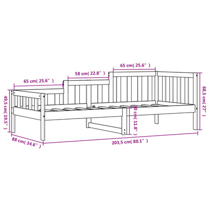 Sofá-cama 80x200 cm madeira de pinho maciça branco