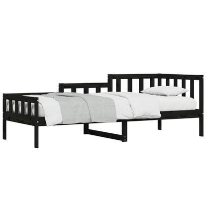 Sofá-cama 90x190 cm madeira de pinho maciça preto