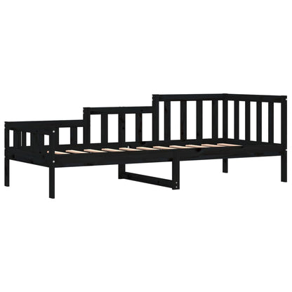 Sofá-cama 90x190 cm madeira de pinho maciça preto