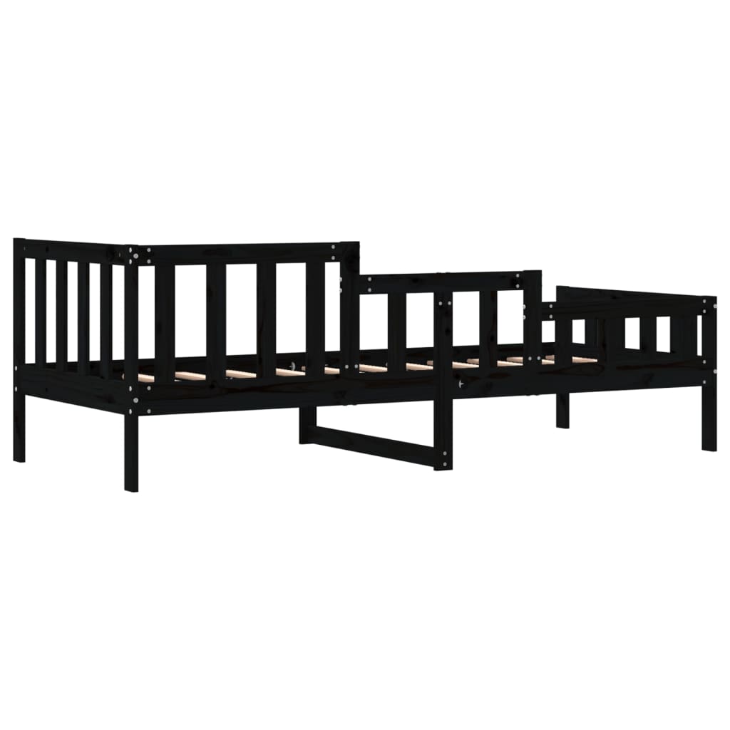 Sofá-cama 90x190 cm madeira de pinho maciça preto