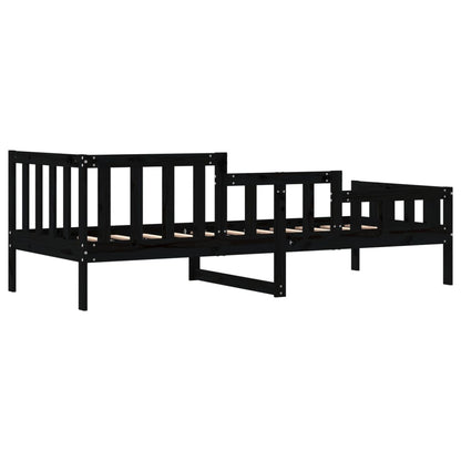 Sofá-cama 90x190 cm madeira de pinho maciça preto