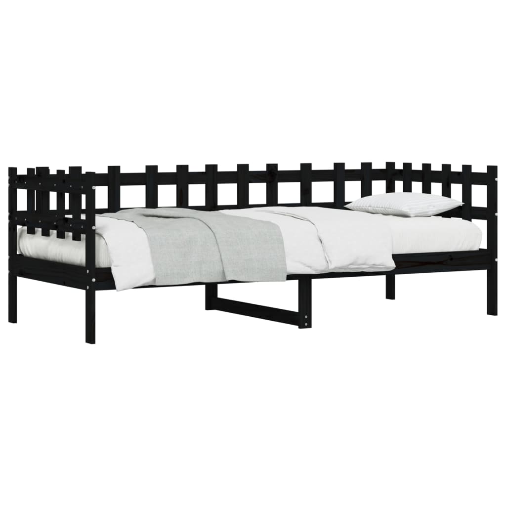 Sofá-cama 80x200 cm madeira de pinho maciça preto