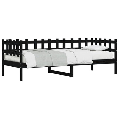 Sofá-cama 80x200 cm madeira de pinho maciça preto